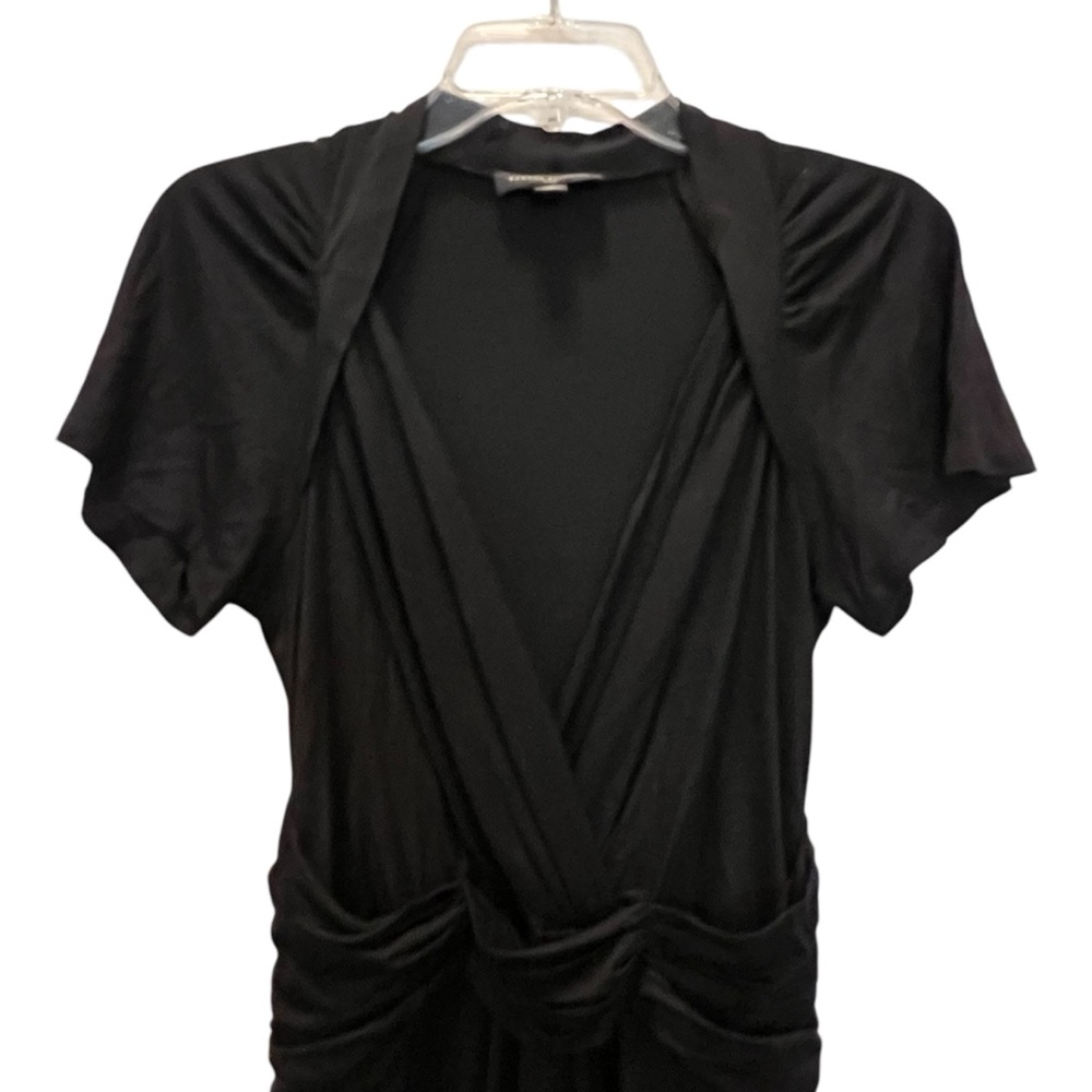 BANANA REPUBLIC Silk Midi‎ Dress 2008 Holiday Waistband Deep V Neck Small Party